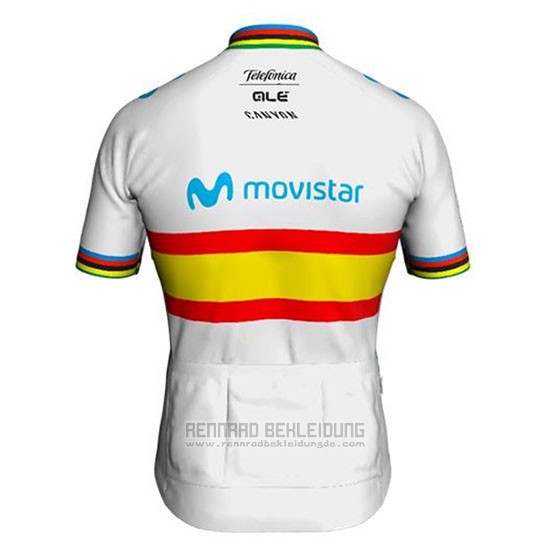2020 Fahrradbekleidung Movistar Champion Spanien Trikot Kurzarm und Tragerhose - zum Schließen ins Bild klicken